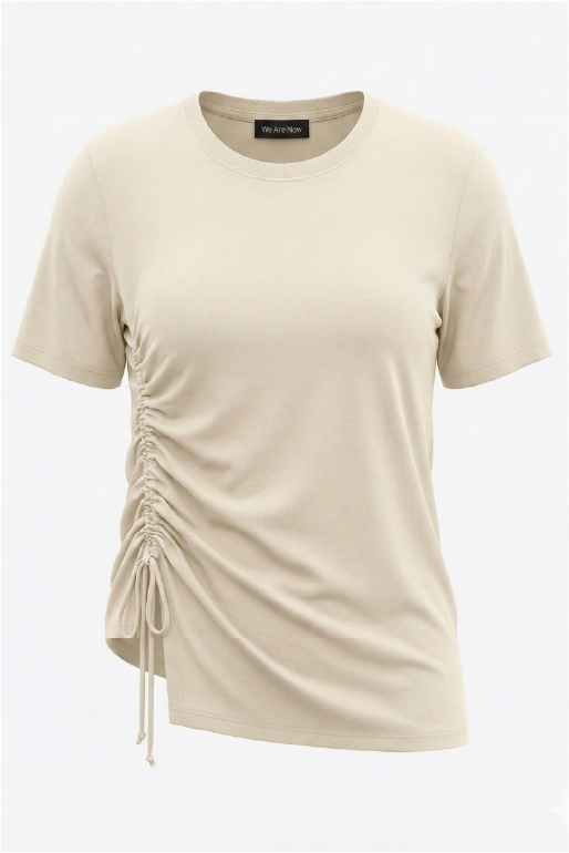 Playera frunce manga corta