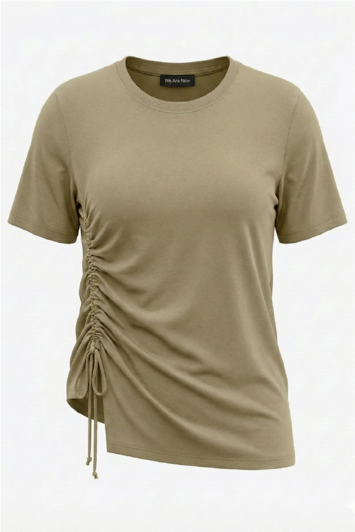 Playera frunce manga corta