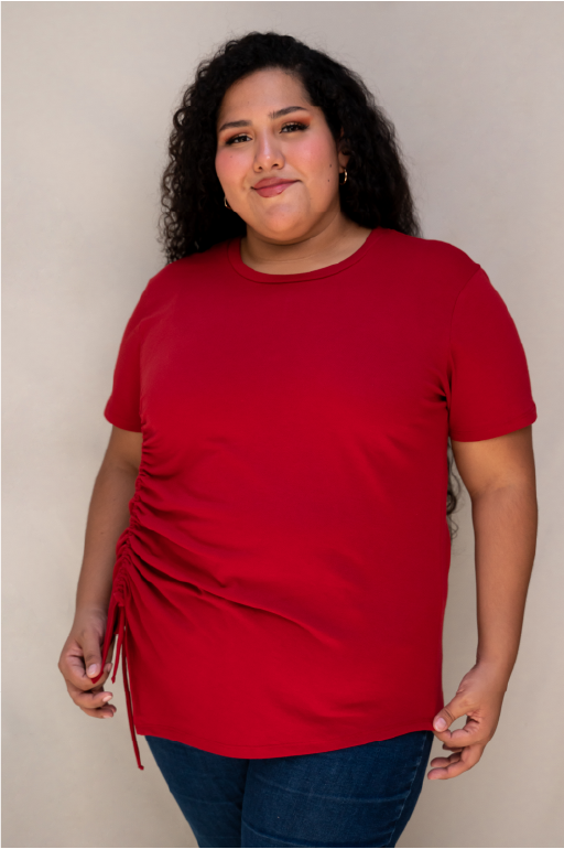 Playera frunce manga corta