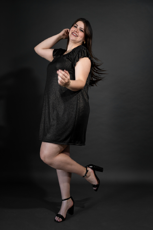 Vestido linea "A" brillos