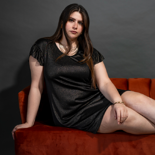 Vestido linea "A" brillos