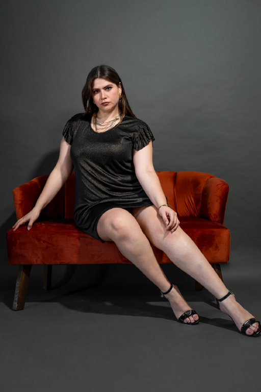 Vestido linea "A" brillos