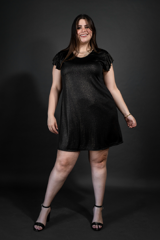 Vestido linea "A" brillos