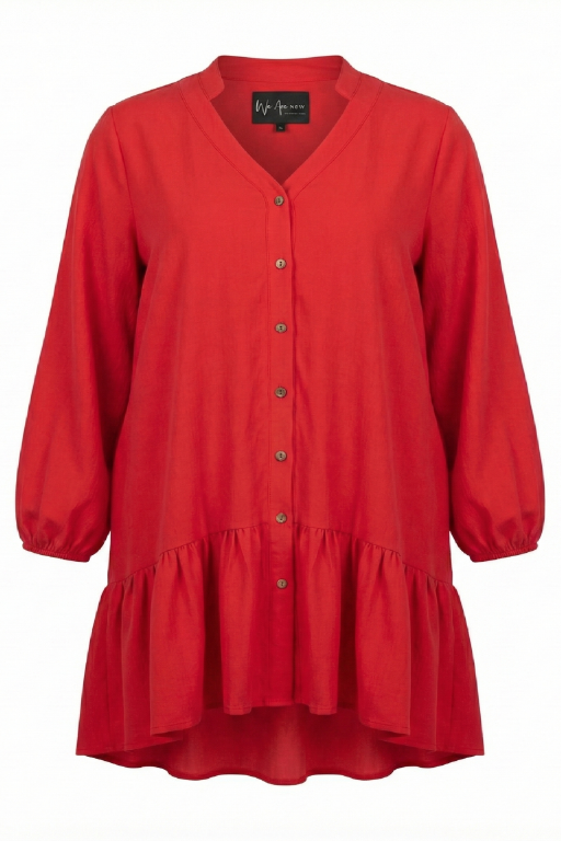 Vestido con olan manga larga