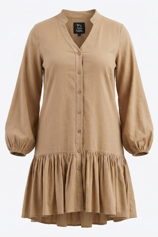 Vestido con olan manga larga