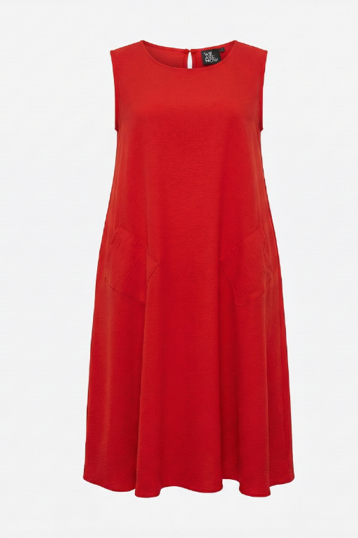 Vestido línea "A" sin mangas Rojo