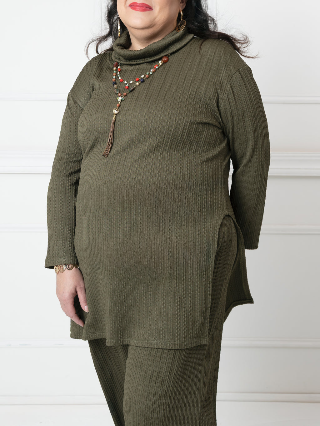 Blusón Apertura Jacquard verde