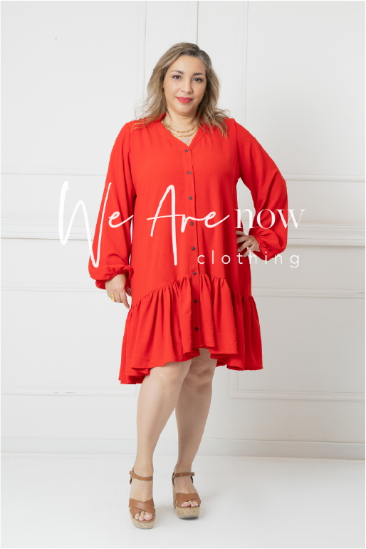 Vestido con olan manga larga