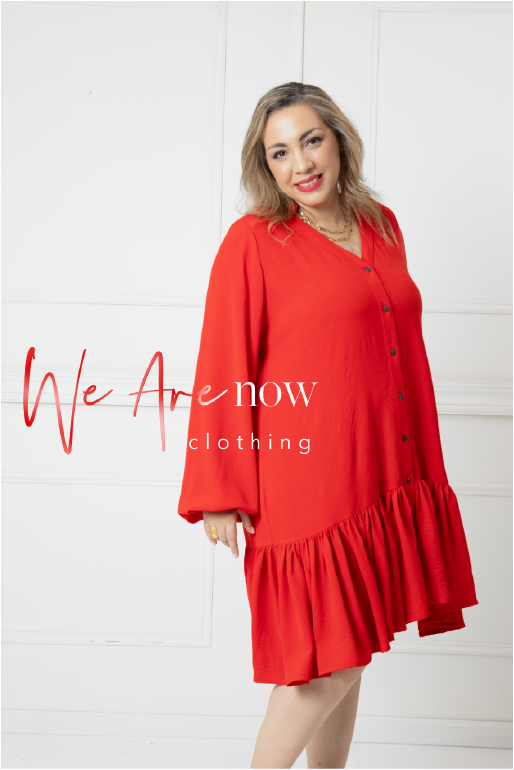 Vestido con olan manga larga